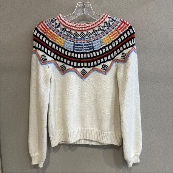 Marine Layer | XS | Archive Lomas Sweater Wool Alpaca Blend Ivory Multicolor Top - Picture 2 of 8
